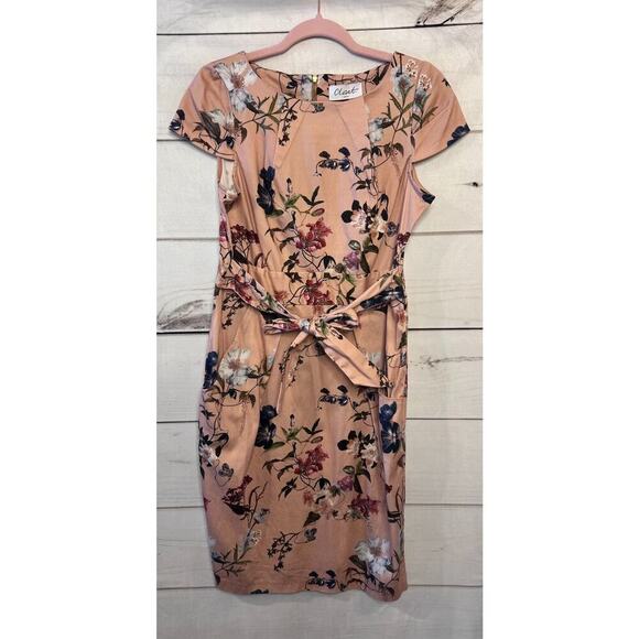 Closet London Dress Classy Size 8 Peach Color Flowers Tie Accent - Picture 1 of 6
